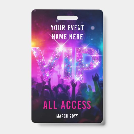 Glitzer Pink Disco VIP Konzert alle Zugang Veranst Ausweis (Vorderseite)