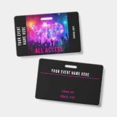 Glitzer Pink Disco VIP Konzert alle Zugang Veranst Ausweis (Vorder- & Rückseite)