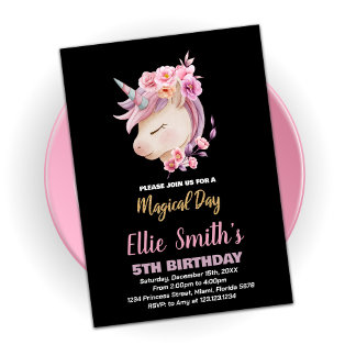 Glitzer Pink Einhorn Geburtstagseinladungen Einladung