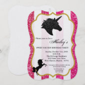 Glitzer Pink Einhorn Sweet 16 Geburtstag Einladung (Vorne/Hinten)