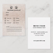 Glitzer PINK Eyelash Extension Client Consulting Visitenkarte (Vorne/Hinten)