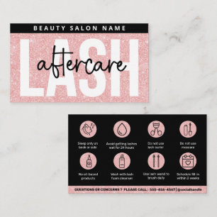 Glitzer Pink Eyelash Extensions Lash Aftercare Visitenkarte