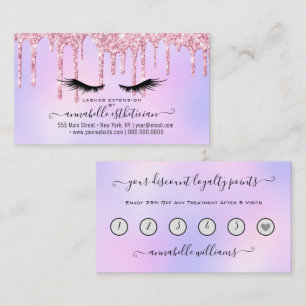 Glitzer Pink Eyelash Verlängerung Loyalität Visitenkarte