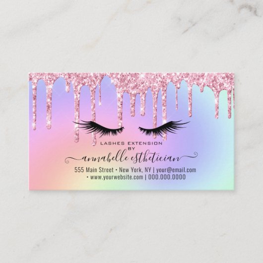 Glitzer Pink Eyelash Verlängerung Loyalität Visitenkarte (Vorderseite)