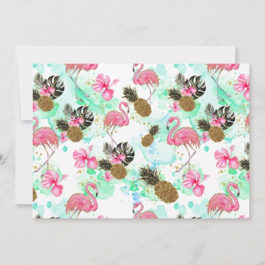 Glitzer Pink Flamingo Leopard Print Baby Dusche Einladung (Rückseite)