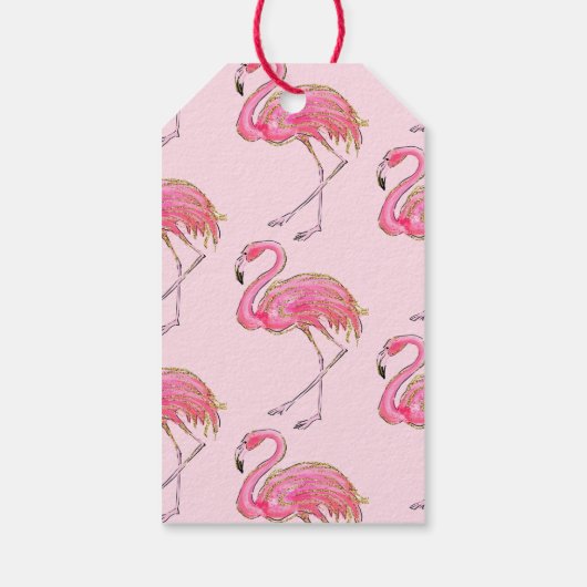Glitzer Pink Flamingo Suitcases Vielen Dank Geschenkanhänger (Rückseite)