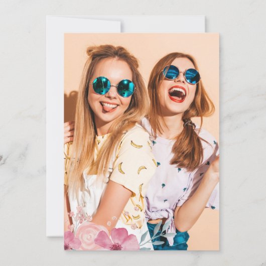 Glitzer Pink florale Aquarellschrift Sweet 16 Einladung (Rückseite)