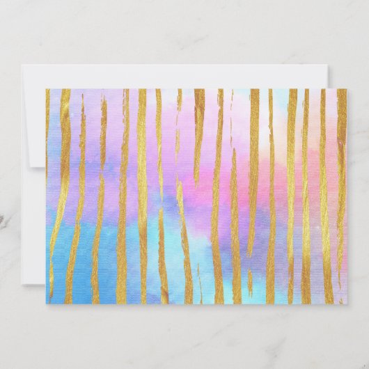 Glitzer Pink Gold Einhorn Cake BABY SHOWER Girl Einladung (Rückseite)