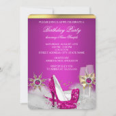 Glitzer Pink High Heel Silver Gold Champagne 2 Einladung (Vorderseite)