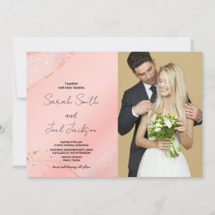 Glitzer Pink Hochzeit Einladungen mit Foto