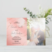 Glitzer Pink Hochzeit Einladungen mit Foto (Stehend Vorderseite)