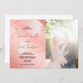 Glitzer Pink Hochzeit Einladungen mit Foto (Vorne/Hinten)