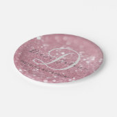 Glitzer Pink Hochzeitszubehör Pappteller (Schrägansicht)