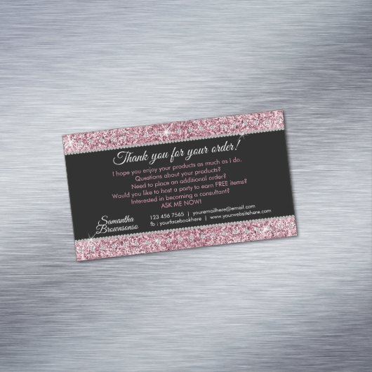 Glitzer Pink Jewelry Diamond Bling Vielen Dank Magnetische Visitenkarte (Beispiel)