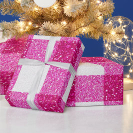 Glitzer-Pink-Karomuster Geschenkpapier