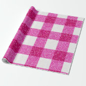 Glitzer-Pink-Karomuster Geschenkpapier (Ungerollt)