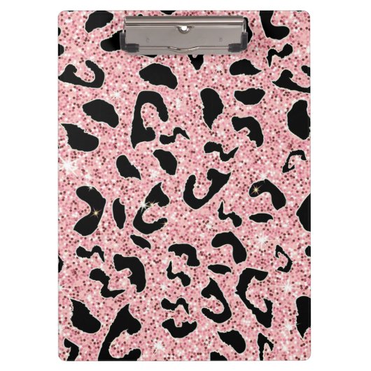 GLITZER PINK LEOPARD KLEMMBRETT (Vorderseite)