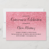 Glitzer Pink Ombre Quinceañera Einladung (Vorderseite)