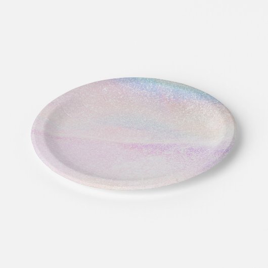 Glitzer Pink Ombre Unicorn Prinzessin Holographic Pappteller (Schrägansicht)