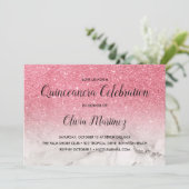 Glitzer Pink Ombre weißer Marmor Quinceañera Einladung (Stehend Vorderseite)