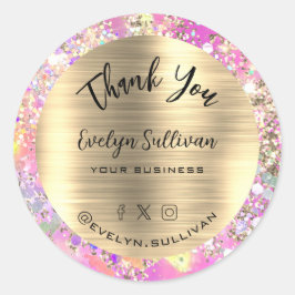 Glitzer Pink Opal Vielen Dank Runder Aufkleber