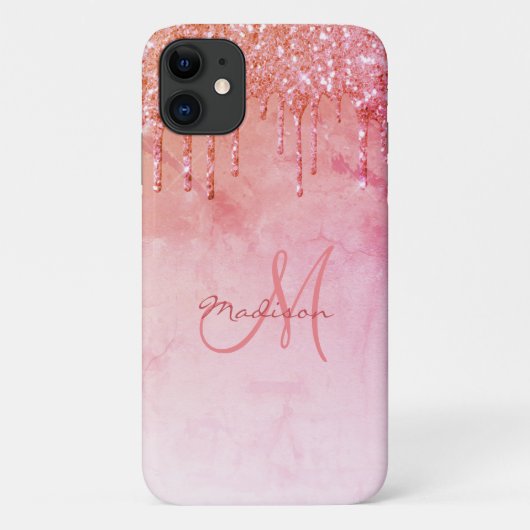 Glitzer Pink Peach Glitzern Glam Girl Hübsch Case-Mate iPhone Hülle (Rückseite)