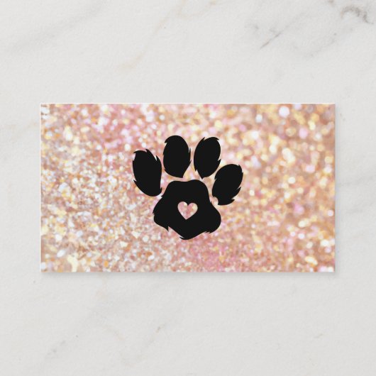 Glitzer Pink Pet Sitter Grooming Paw Visitenkarte (Rückseite)