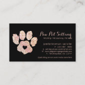 Glitzer Pink Pet Sitter Grooming Paw Visitenkarte (Vorderseite)