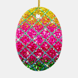 Glitzer Pink Snakeskin Keramik Ornament
