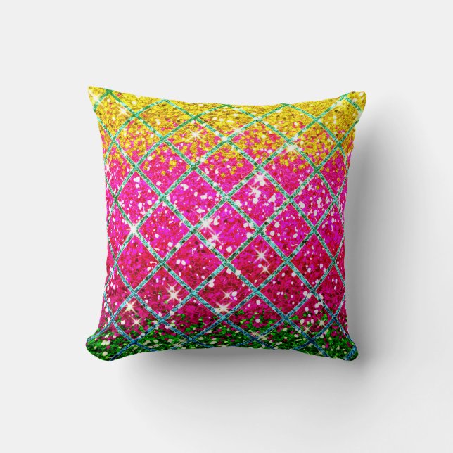 Glitzer Pink Snakeskin Kissen (Vorderseite)