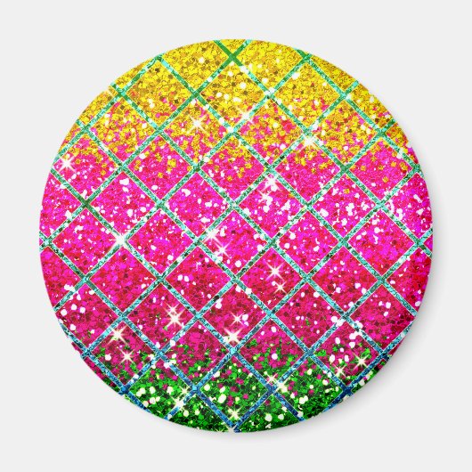 Glitzer Pink Snakeskin Magnet (Vorne)