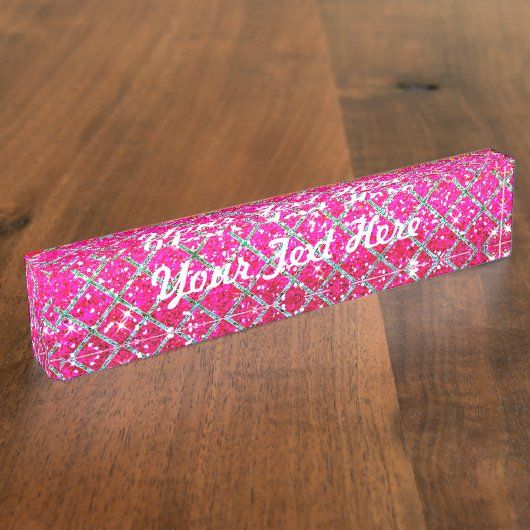 Glitzer Pink Snakeskin Namensplakette (Seite)