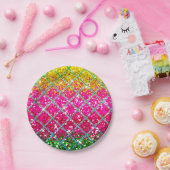 Glitzer Pink Snakeskin Pappteller (Party)