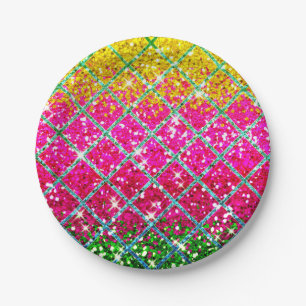 Glitzer Pink Snakeskin Pappteller