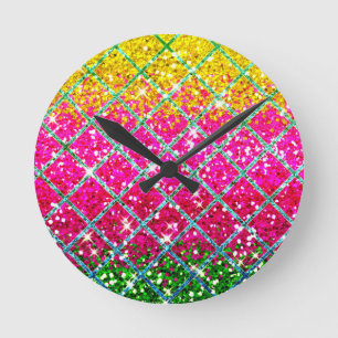 Glitzer Pink Snakeskin Runde Wanduhr