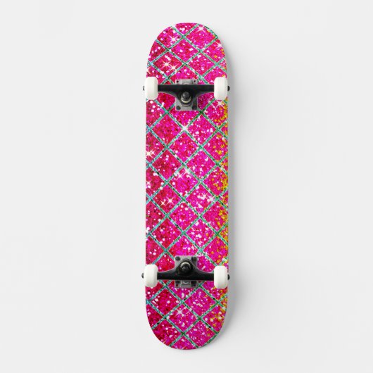 Glitzer Pink Snakeskin Skateboard (Vorderseite)
