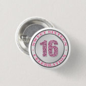Glitzer Pink Sweet 16 Celebration Buttons (Vorne & Hinten)