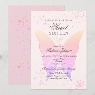 Glitzer Pink Sweet 16 Geburtstag Einladung