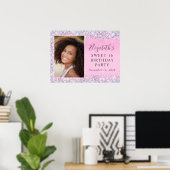 Glitzer Pink Sweet 16 Geburtstagsparty Poster (Heimbüro)