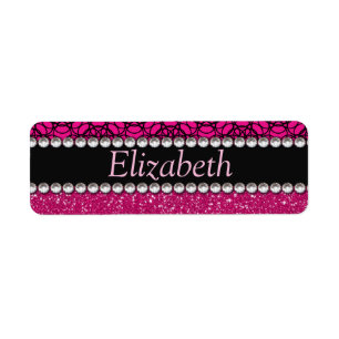 Glitzer Pink und Schwarz Muster Rhinestones