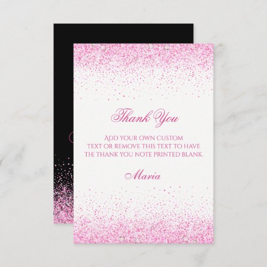 Glitzer Pink Vielen Dank Karten (Vorne/Hinten)