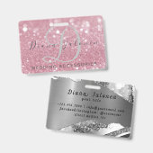 Glitzer Pink WEDDING ACCESSORIES Ausweis (Vorder- & Rückseite)