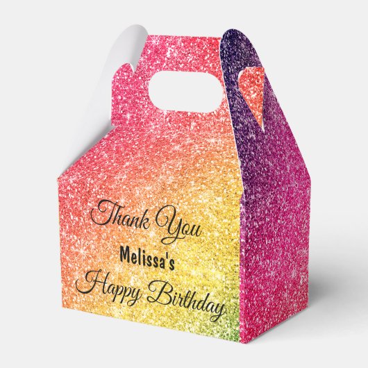 Glitzer Pink Yellow Gold Vielen Dank Geschenkschachtel (Vorderseite)