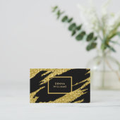 Glitzer-Pinselstriche aus Schwarz und Gold Visitenkarte (Stehend Vorderseite)
