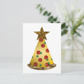 Glitzer Pizza Weihnachtsbaum Feiertagspostkarte (Stehend Vorderseite)