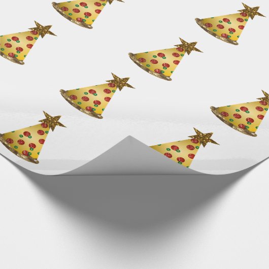 Glitzer Pizza Weihnachtsbaum Geschenkpapier (Ecke)