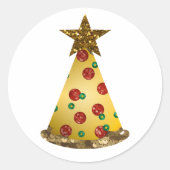 Glitzer Pizza Weihnachtsbaum Runder Aufkleber (Vorderseite)