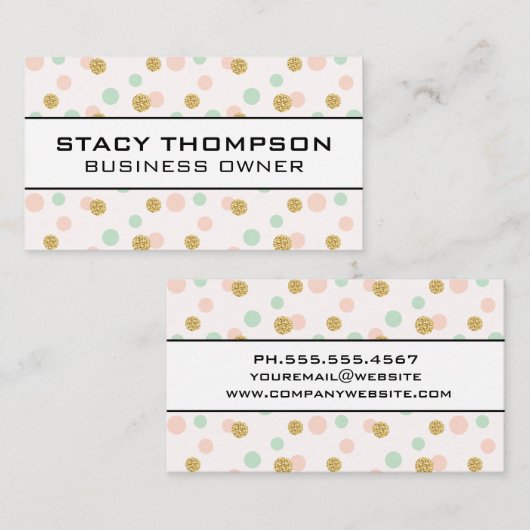 Glitzer Polka Dot Pattern Visitenkarte (Vorne/Hinten)