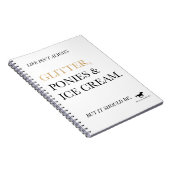 Glitzer, Ponys u. Eiscreme-Notizbuch Notizblock (Rechte Seite)