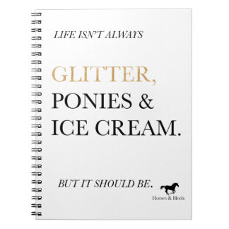 Glitzer, Ponys u. Eiscreme-Notizbuch Notizblock